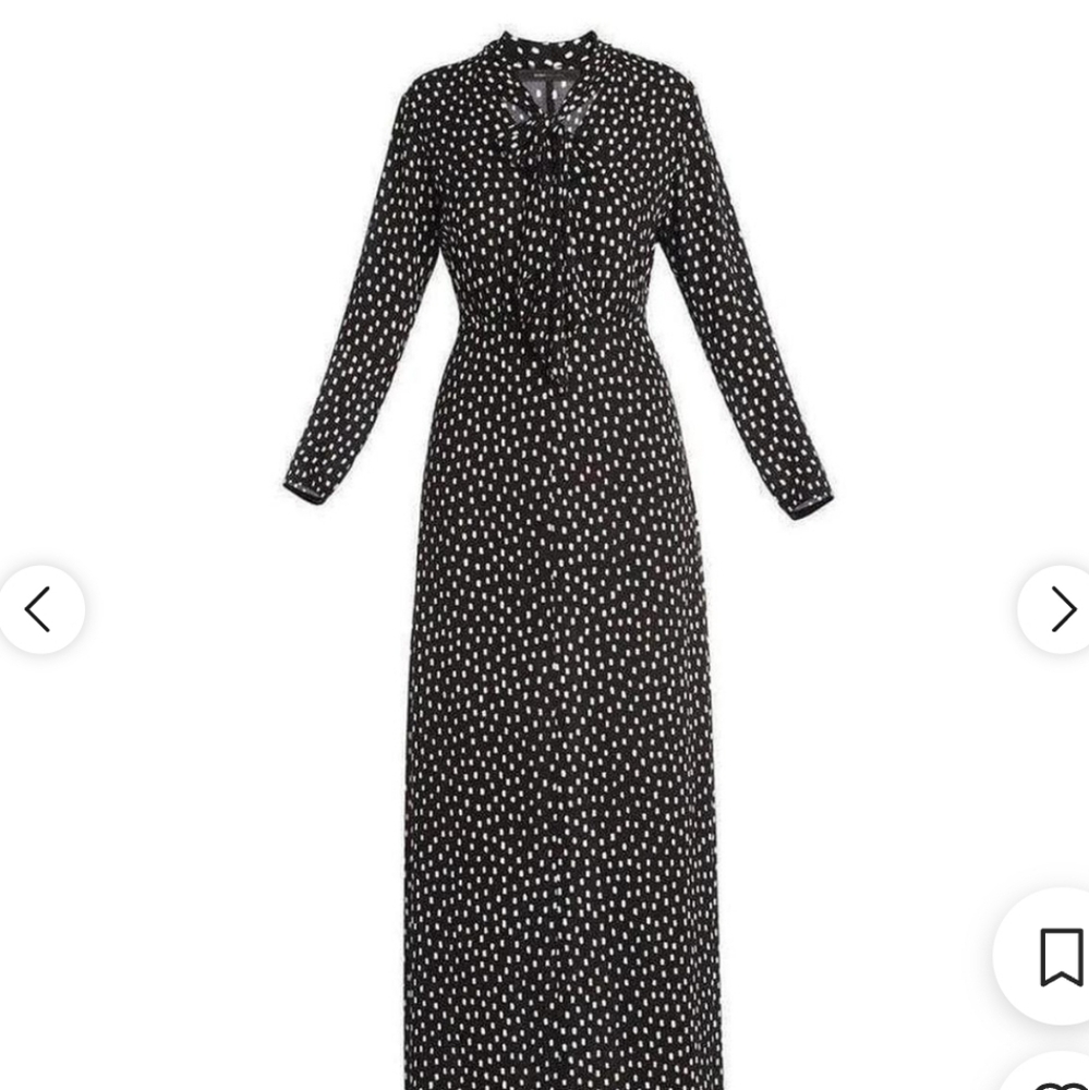 BCBG Elegant Black and White Polka Dot Maxi Dress